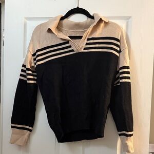 Amazon Black and Tan Crew Neck Sweater